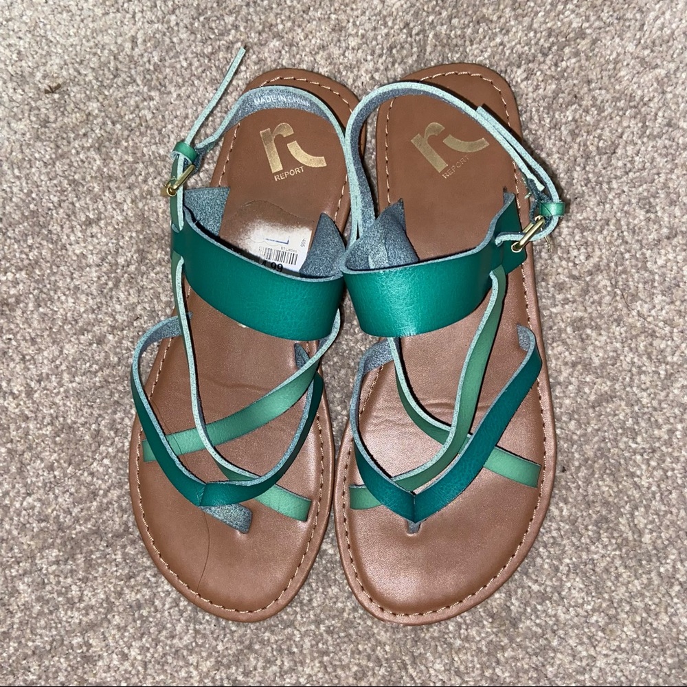 Green strappy sandals